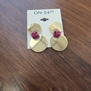 ON 34th Gold and Pink Double Circle Earrings